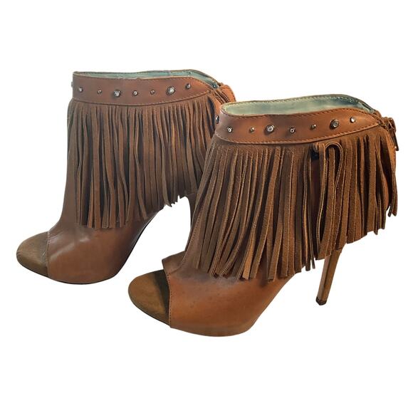 Miranda Lambert Peep-Toe Boots W/Fringe 7.5 M - Picture 1 of 5